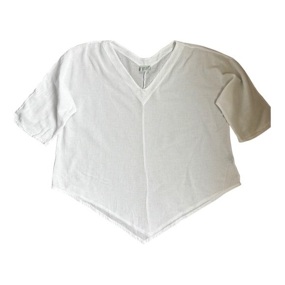 Oh my Gauze Lynn Cotton Gauze Blouse Snow Size 3 V Neck XXL Lagenlook - Picture 3 of 10